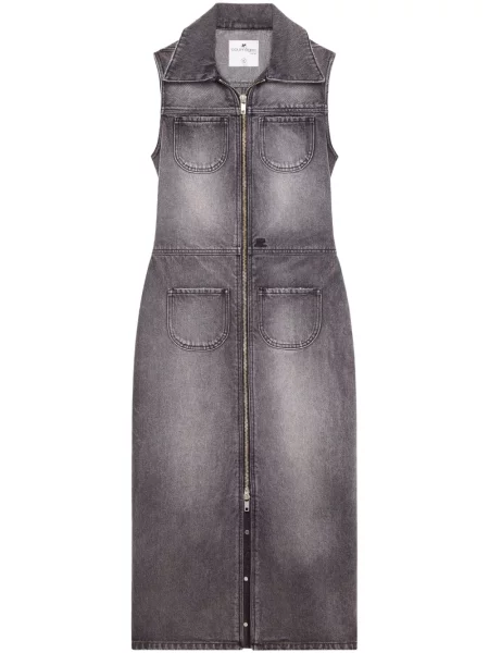 Sukienka jeansowa Courreges do kolan garniturowa szara