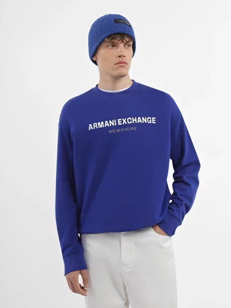 Світшот Armani Exchange We beats as one бавовна/поліестер синій