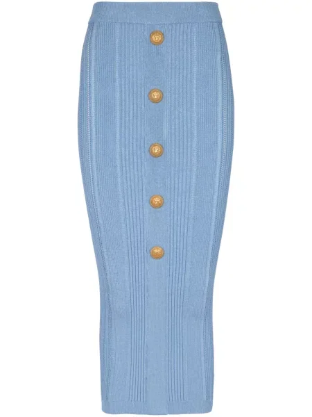 Fustă midi Balmain tricotate albastru