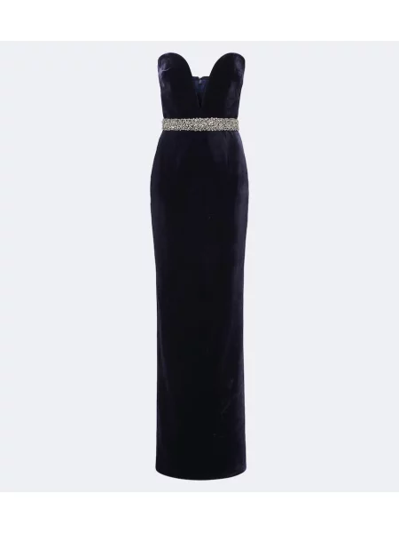 Rochie The New Arrivals Ilkyaz Ozel de catifea fără bretele albastru