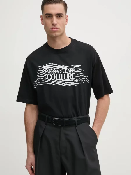 Versace Jeans Couture tricou din barbati cu imprimeu negru