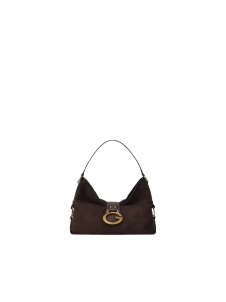 Guess torebka hobo z imitacji zamszu CAMDEN brązowa