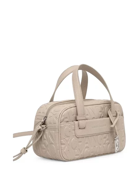 Geantă shopper Armani Exchange din piele cu autograf