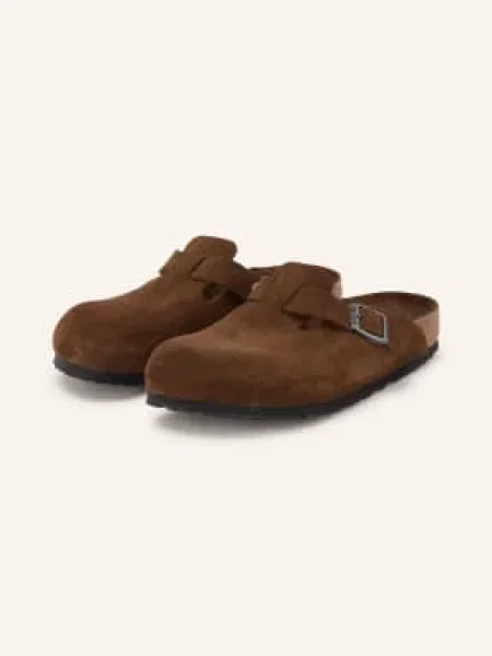 Klapki Birkenstock zamszowe brązowe