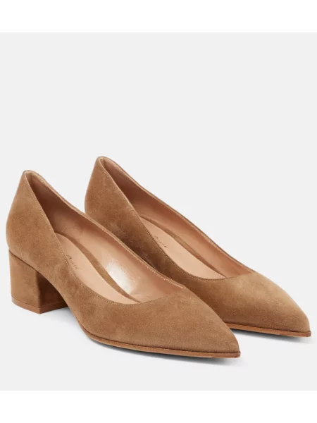 Pantofi cu toc Gianvito Rossi din piele de căprioară maro