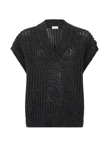 Vestă Peserico tricotate cu decolteu în V chunky negru