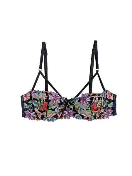 Sutien Fleur Du Mal cu model floral negru