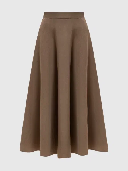 Спідниця кольору хакі з льону та шовку Max Mara