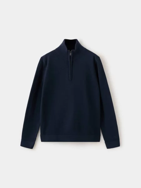 Sweter z dzianiny z półgolfem Dzieci lata MANGO KIDS granatowy