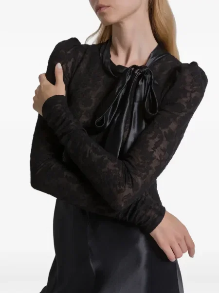 Rochie maxi Alberta Ferretti din dantelă de costum negru