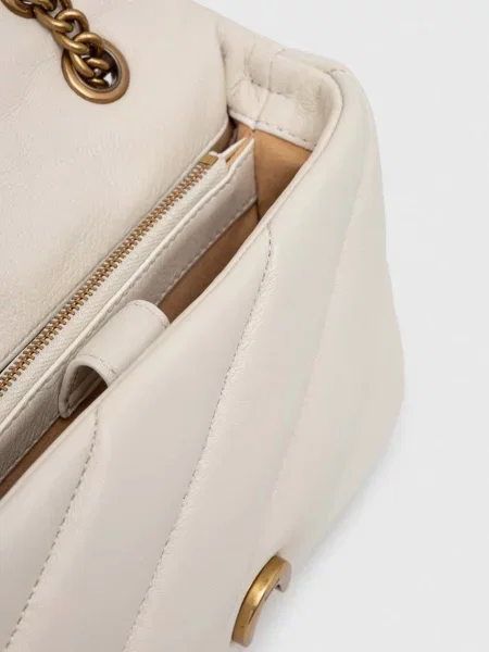 Pinko чанта crossbody дамска от кожа бяло