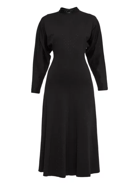 Kryształ górski sukienka midi Nissa do kolan garniturowa czarna