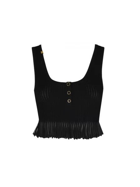 Dzianinowy top Elisabetta Franchi ażurowy czarny