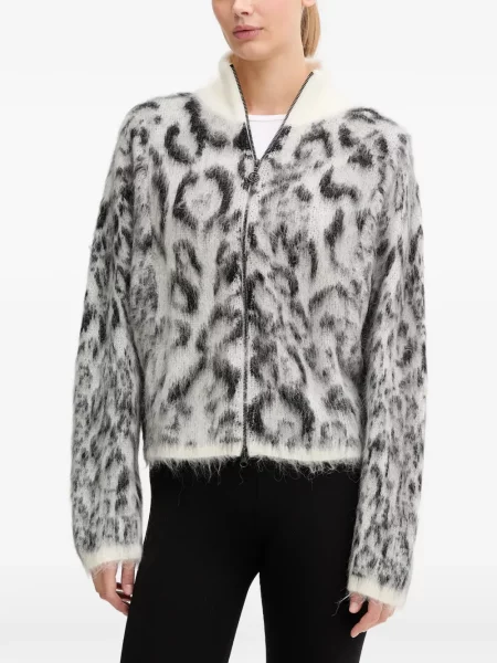 Cardigan Sportalm cu imagine cu model leopard gri