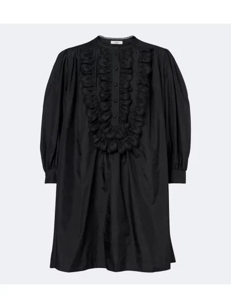 Tafta rochie Chloé cu volane negru