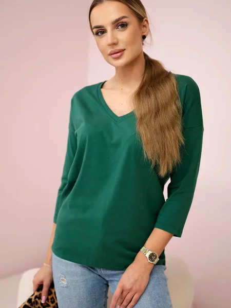 Bluzka Kesi z dekoltem w serek zielona