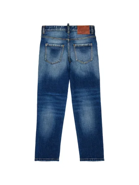 Jeansy straight leg dziecięce Dsquared2 niebieskie