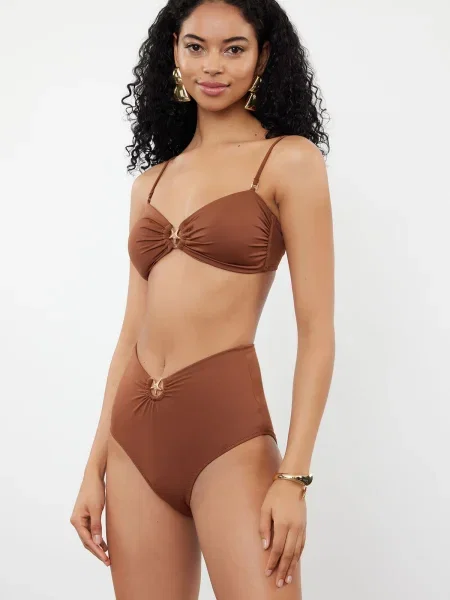 Компект бикини Trendyol с висока талия кафяво