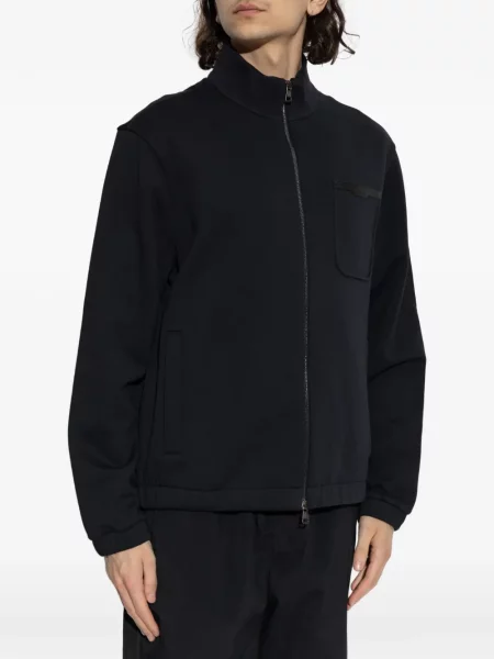 Majica s kapuljačom na patentni zatvarač Moncler s autogramom plava