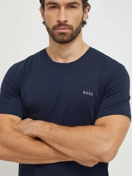 BOSS Orange Tricou Mix&Match bleumarin / gri alb