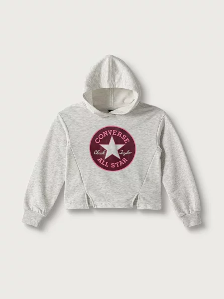 Converse kapucnis melegítőfelső gyerek pamuttal szürke