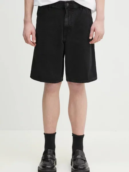 Carhartt WIP pantaloni scurti jeans Single Knee Short barbati negru