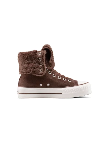 Converse Chuck Taylor All Star Fold-Over Lift Platform XHi Faux Fur Kobiety Buty sportowe Converse Size: 5 brązowy