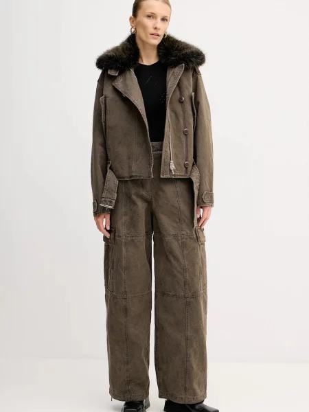 Bunda Kenzo Dyed Canvas Comber hnedá