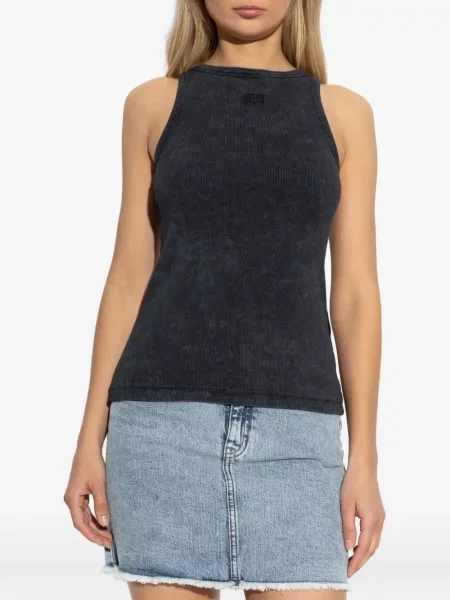 Top Gestuz cu broderie gri