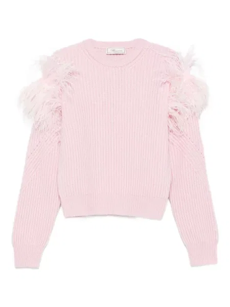 Žebrovaný svetr Blumarine z peří růžový