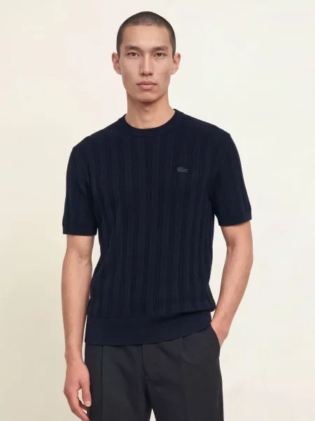 Lacoste Úpletové Tričko tmavě modrá