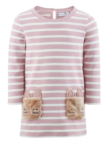 Happy girls Rochie brocart / roz alb