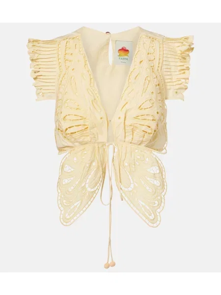 Cropp top Farm Rio cu broderie galben