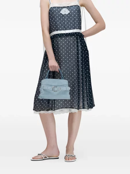 Geantă Marc Jacobs din piele de căprioară mini albastru