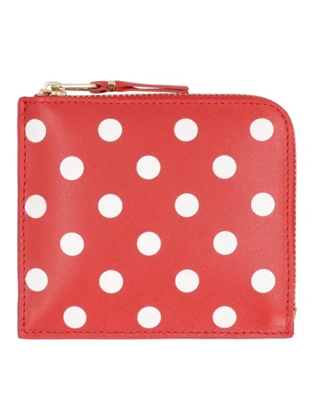Portfel Comme Des Garcons Wallets skórzany w grochy czerwony