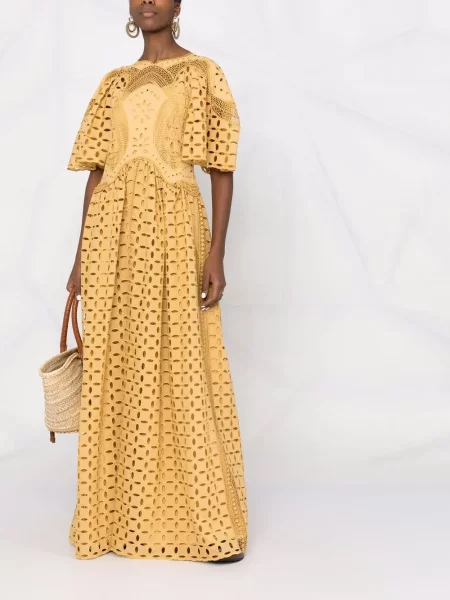 Rochie Alberta Ferretti cu broderie galben