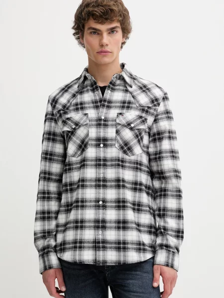 Košile Tommy Jeans regular s klasickým límcem černá