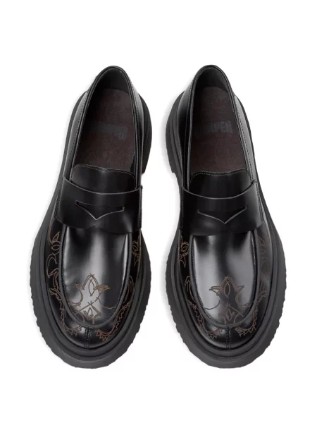 Pantofi loafer Camper cu broderie din piele negru