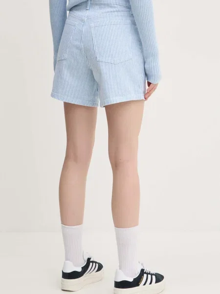 Džínové šortky Abercrombie & Fitch vzorované high waist modrá