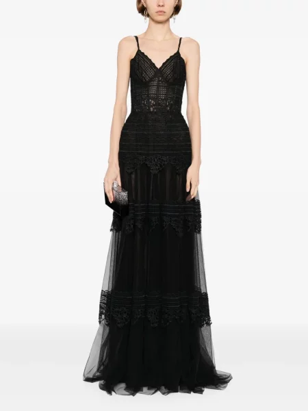 Rochie fără mâneci Saiid Kobeisy fără mâneci din dantelă de costum negru