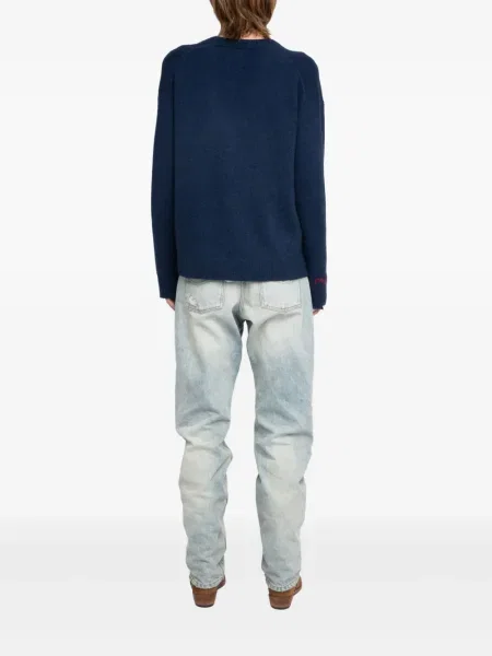 Pulover Zadig&voltaire cu broderie cu decolteu în V albastru