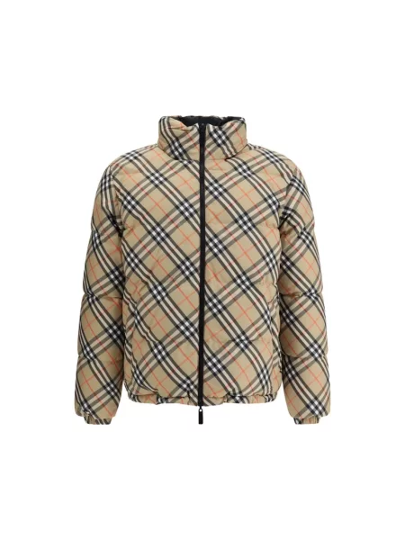 Kurtka puchowa Burberry w kratę dwustronna beżowa
