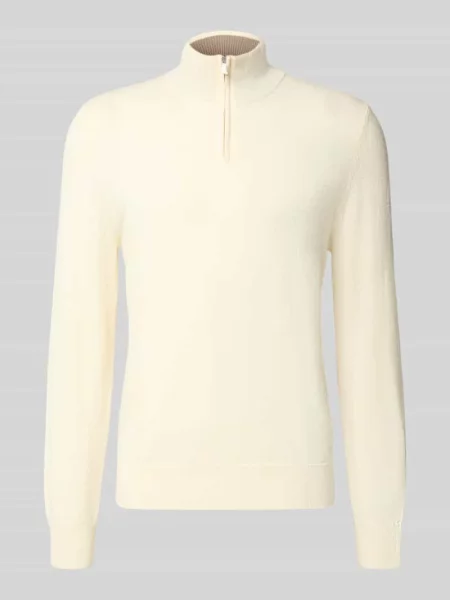 Sweter o kroju regular fit z mieszanki żywej wełny i kaszmiru model H-Hemarlo' Boss biały