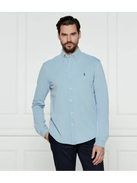 POLO RALPH LAUREN Cămașă weathered mesh albastru