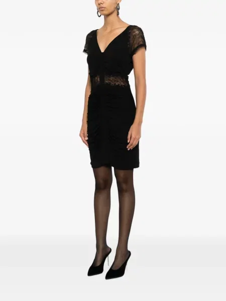 Rochie mini Roberto Cavalli cu volane din dantelă negru