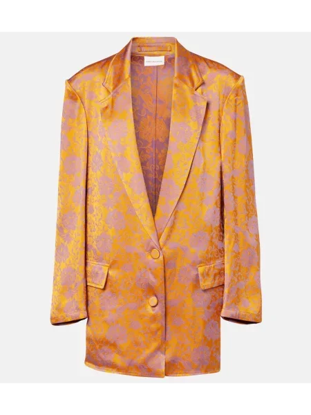 Sacou Dries Van Noten cu model floral din jacard portocaliu