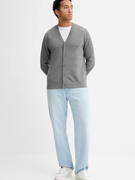 Calvin Klein kardigan wełniany szary