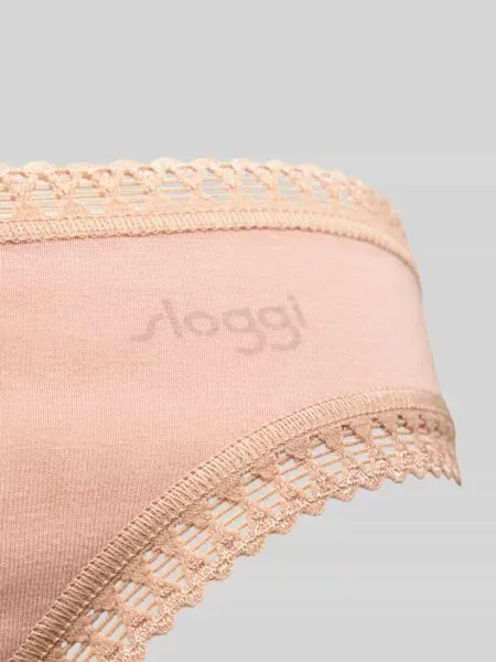 Figi z koronką szydełkową w zestawie 3 szt. model ‘GO Crush’ Sloggi beżowe