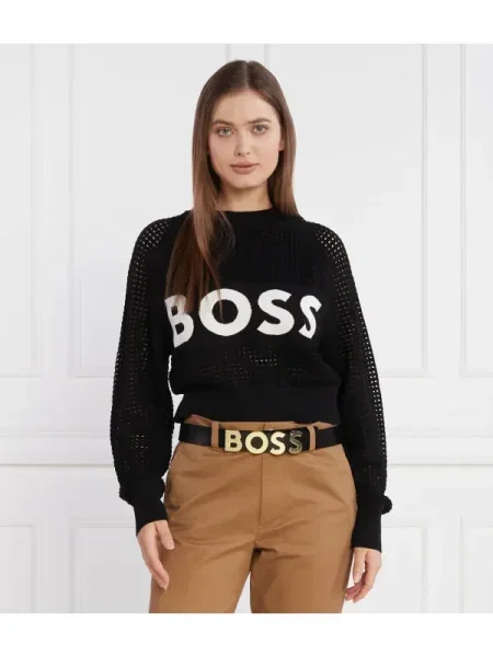 BOSS BLACK Pulover Fenniki | Relaxed fit negru