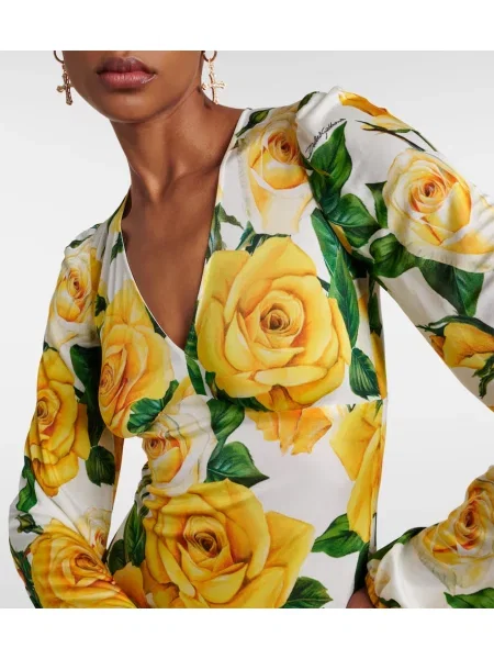 Rochie midi Dolce&gabbana cu model floral până la genunchi de costum alb